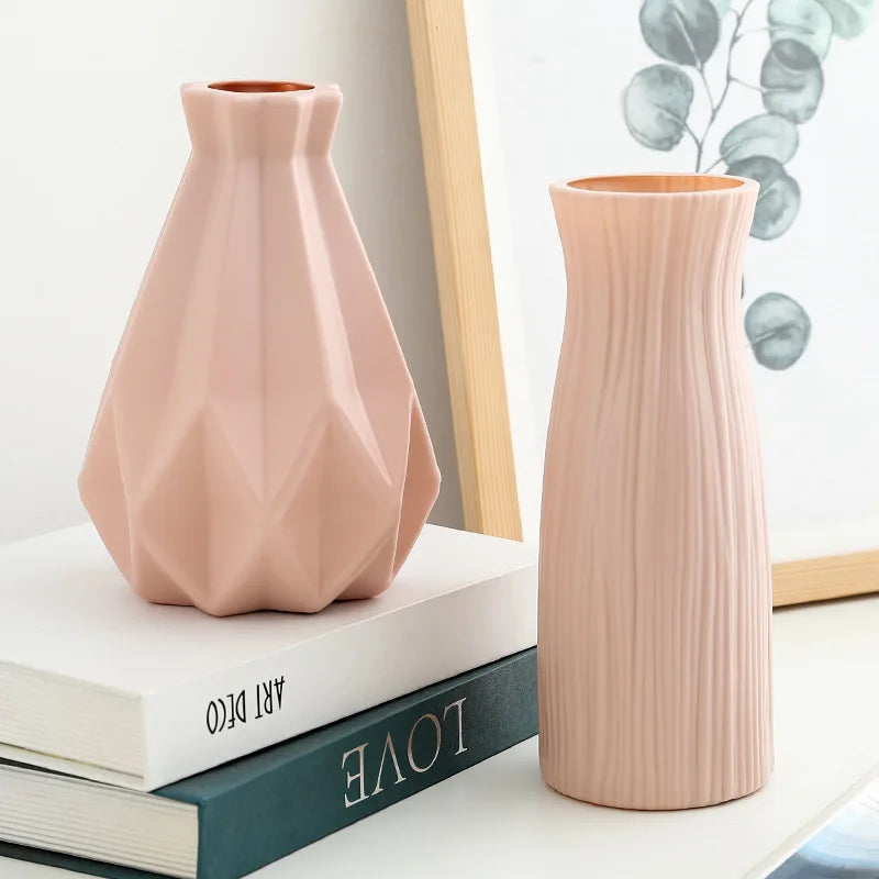 Jarrón de Plástico Blanco Efecto Cerámica – Decoración para el Hogar