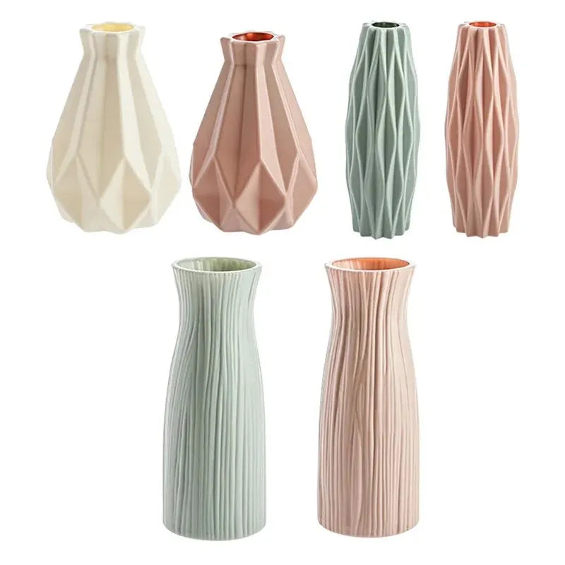Jarrón Moderno para Flores – Estilo Nórdico en Blanco, Rosa y Azul