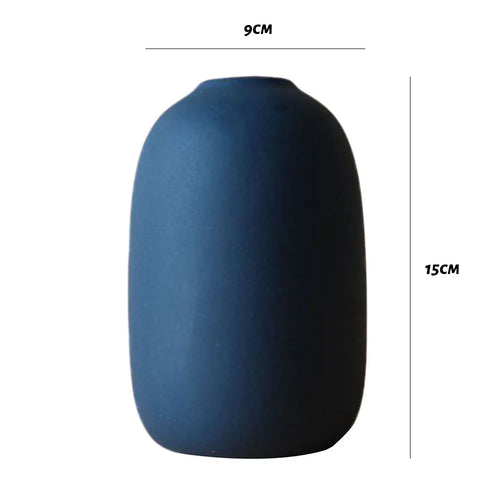 Jarrón de Cerámica Nórdico de Color Liso – Cuello Estrecho y Diseño Minimalista