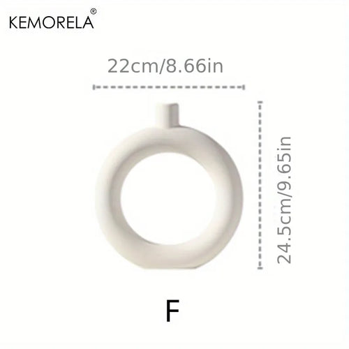 Jarrón de Cerámica Nórdico con Forma de Dona – Decoración para Sala y Hogar