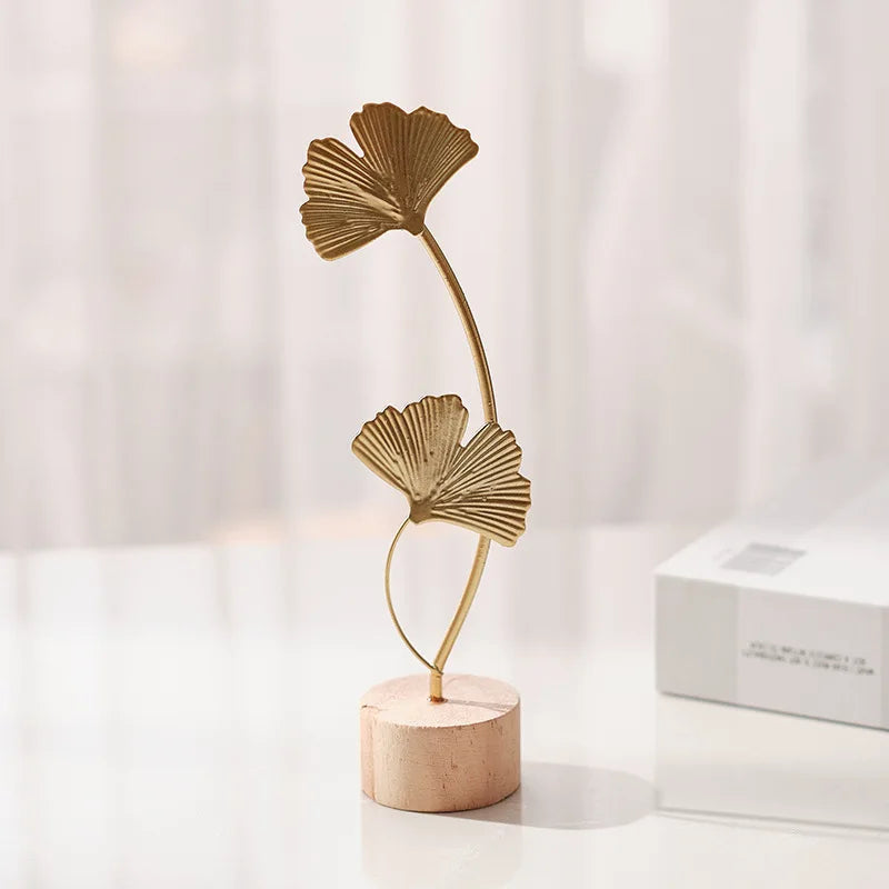 Adorno de Hojas de Ginkgo en Hierro Estilo Nórdico – Decoración Creativa