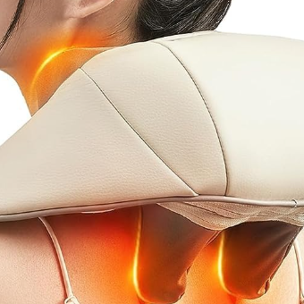 Detalle de los nodos shiatsu del masajeador con función de calor sobre el cuello